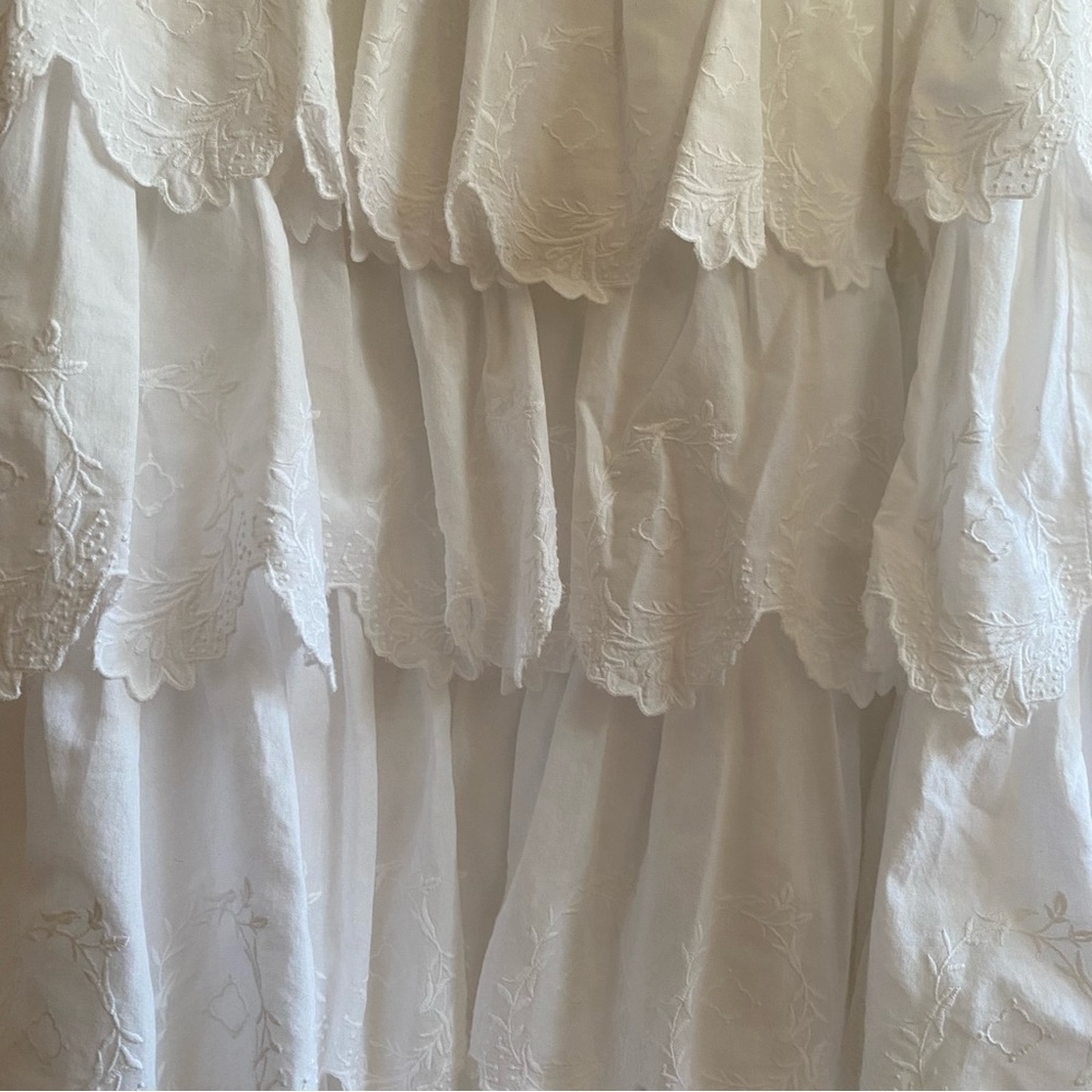 Rebecca Taylor La Vie White Mireille Embroidered Tiered Midi Dress Snall - Picture 8 of 16